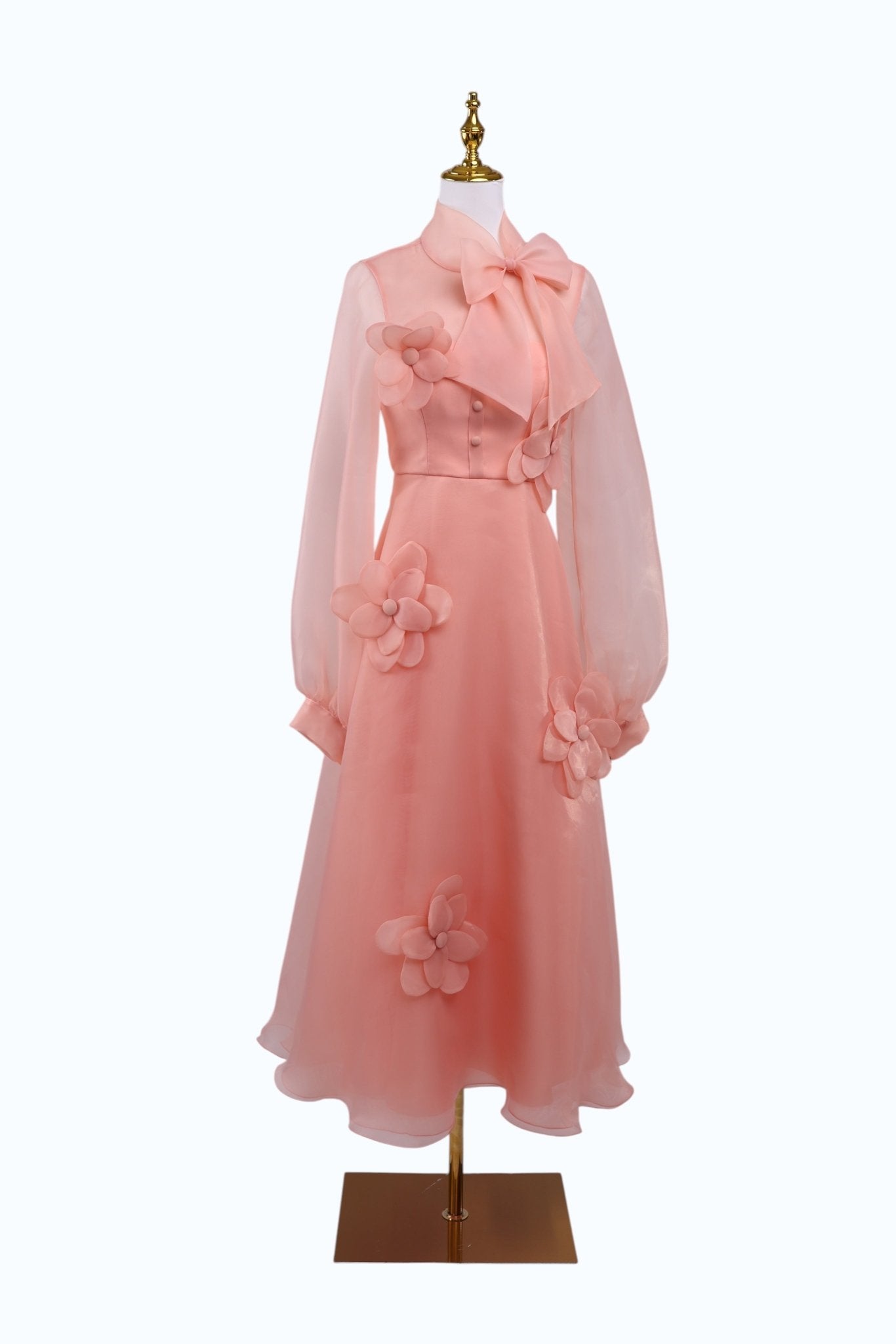 Peach Organza Floral Dress for Women Peach Organza Floral Dress for Women