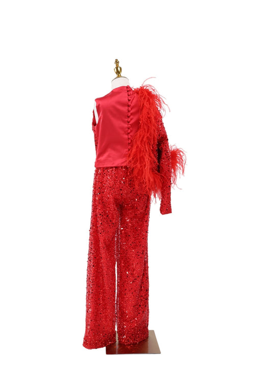 "Flamme" Girl Outfit - Daughter's Dresses - ANEVAN-elegant kids red party outfit sparkling ANEVAN