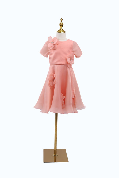 "Fleur" Girl Dress - Daughter's Dresses - ANEVAN-elegant kids peach dress wedding ANEVAN