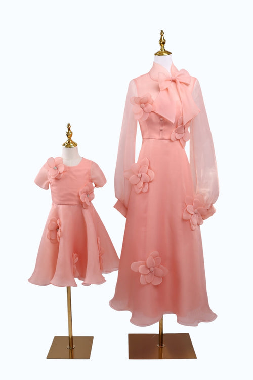 "Fleur" Mother - Daughter Matching Dresses - Matching Dresses - ANEVAN-peach organza floral mother daughter dress fleur elegant